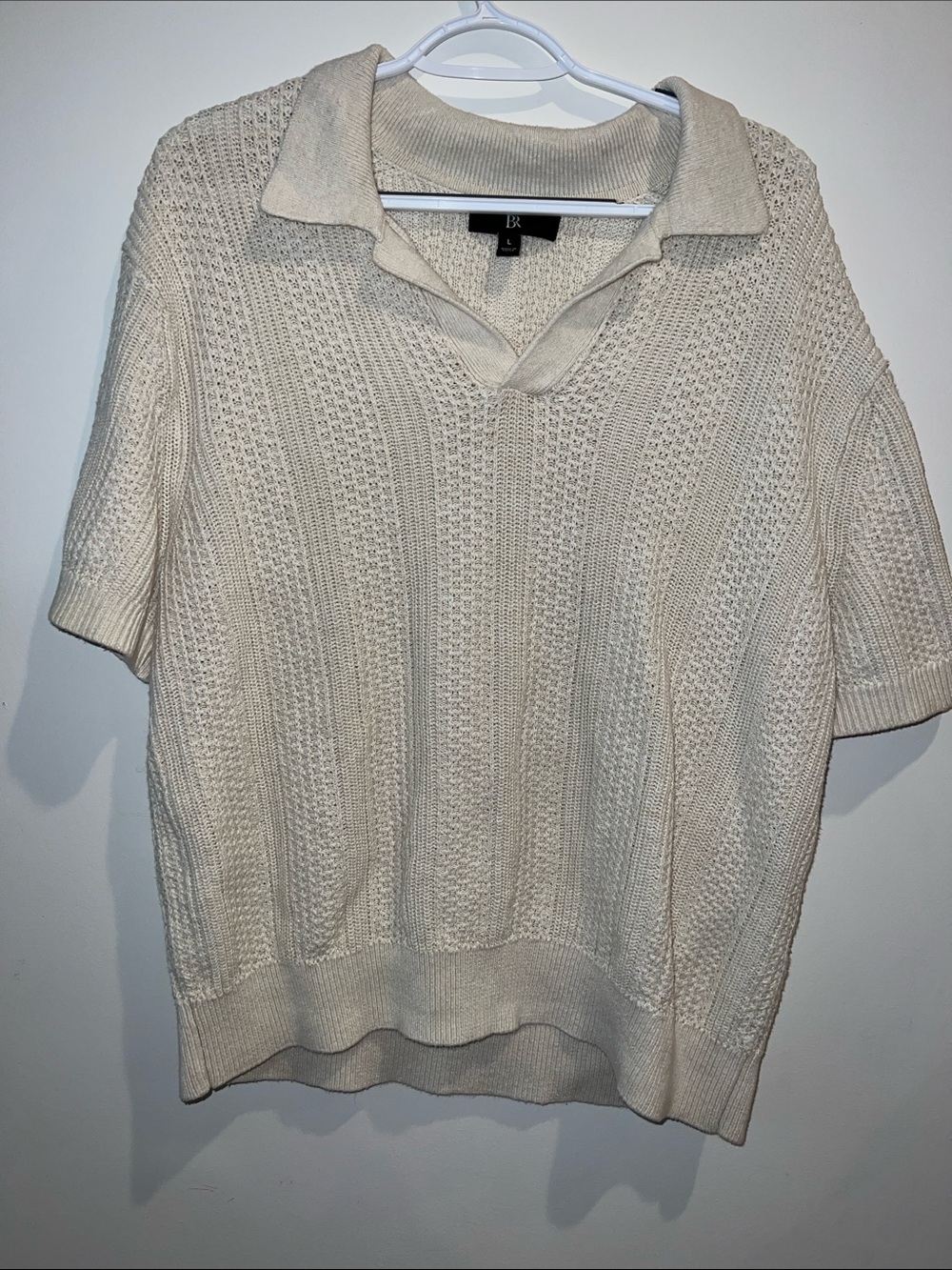 Banana Republic Women’s Cream V-Neck Knit Polo Sweater